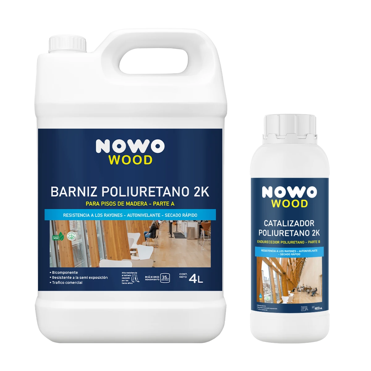 Barniz Poliuretano 2K Para Suelos de Madera – Kit x 4.4LT