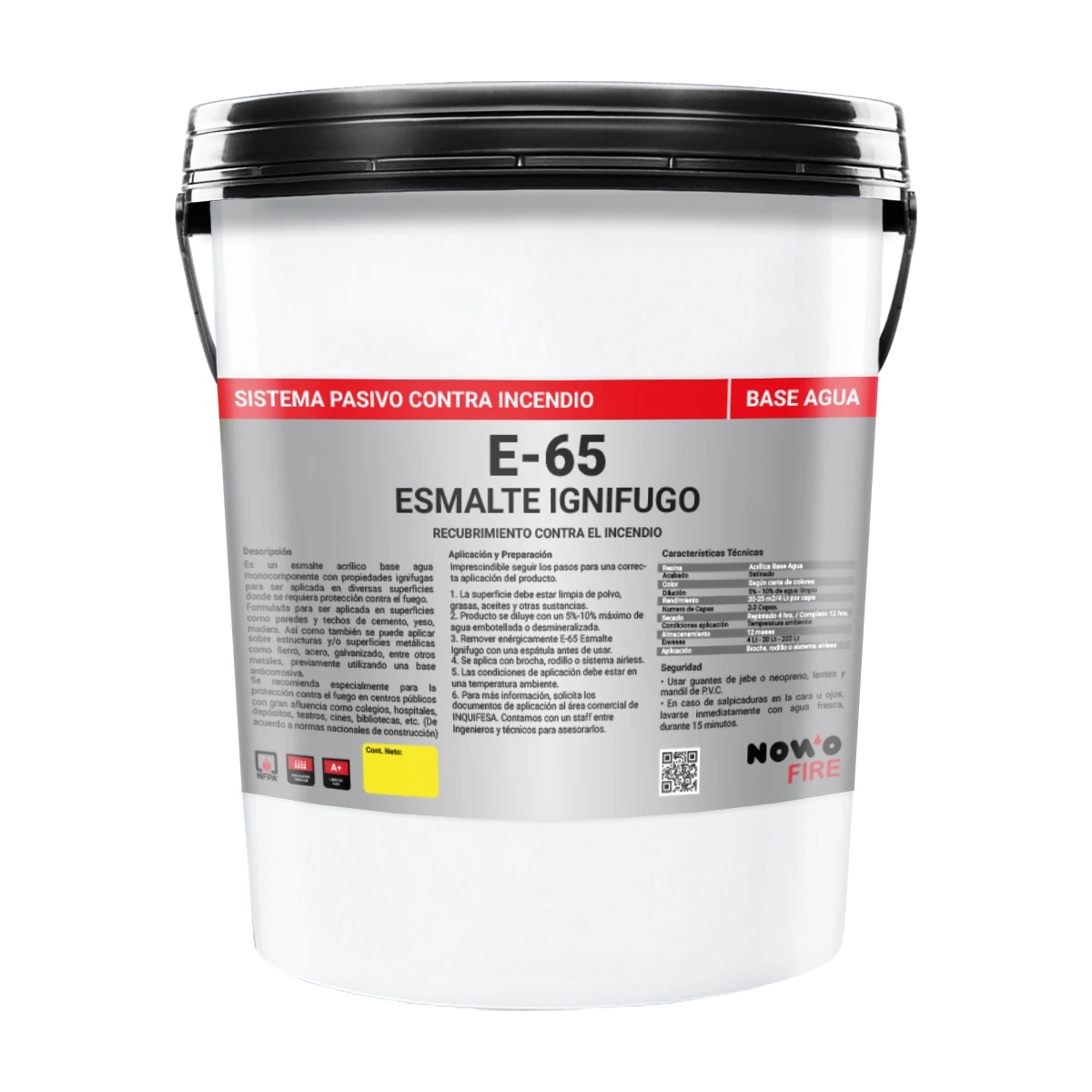 Esmalte Ignífugo E-65 – Autoextinguible al Agua – Mate – Nowo Fire – 20L