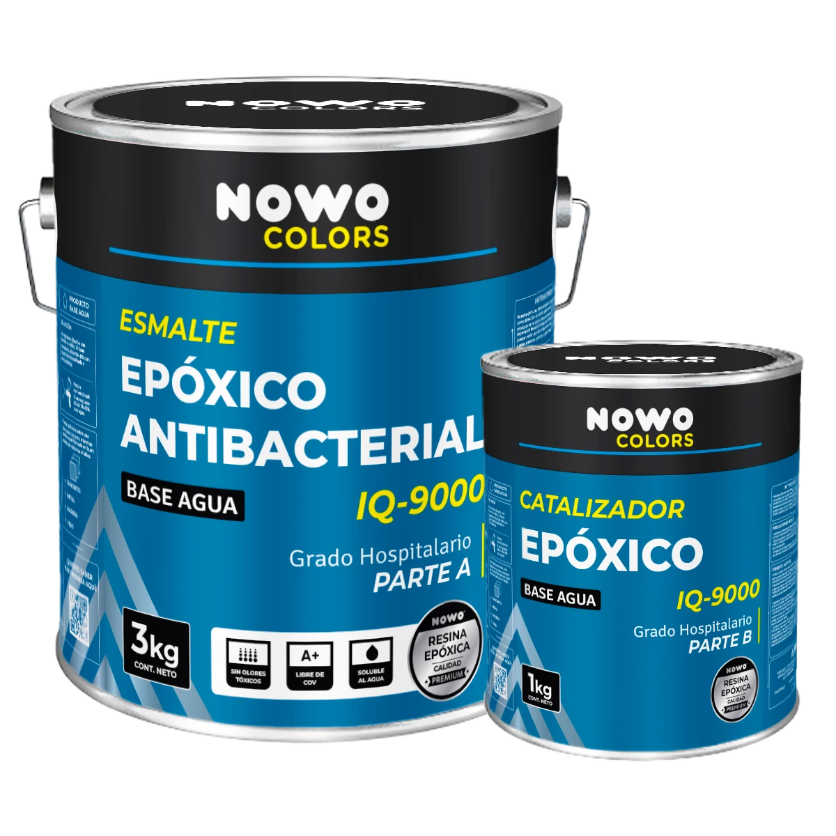 Pintura Epóxica Antibacterial Base Agua IQ-9000 – Pintura Grado Hospitalario- Nowo Colors – Kit 4L