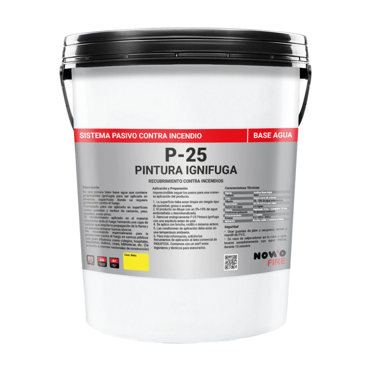 Pintura Ignífuga P-25 – Para Muros y Techos – Nowo Fire – 20L